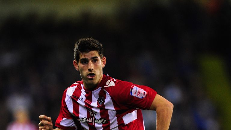 Sheffield United player Ched Evans in action during the npower League One game between Sheffield United and Chesterfield
