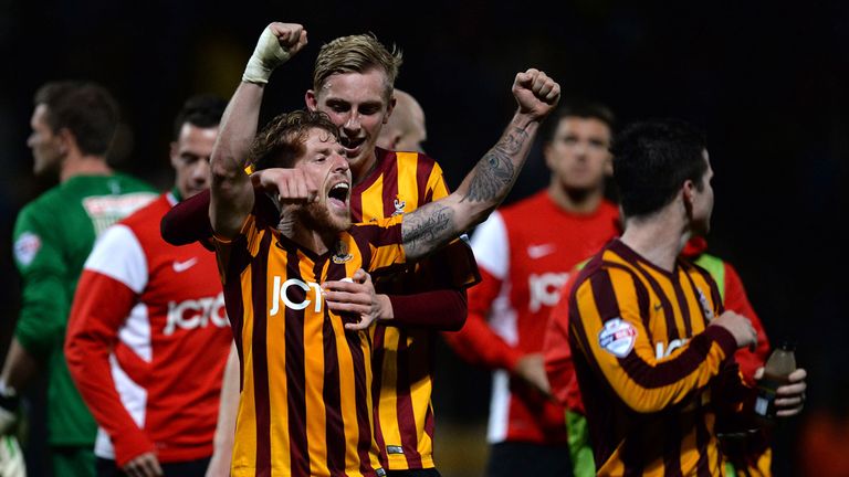 Bradford players: Celebrating win over Leeds