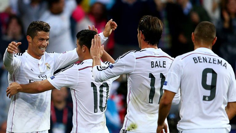 Cristiano Ronaldo celebrates after opening the scoring for Real Madrid