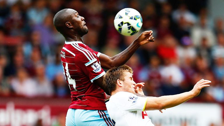 Carlton Cole: West Ham striker (l) in action against Tottenham