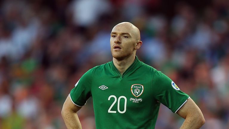 DUBLIN, IRELAND - JUNE 07:  Conor Sammon of the Republic of Ireland looks on during the FIFA 2014 World Cup Qualifier between Republic of Ireland and the F