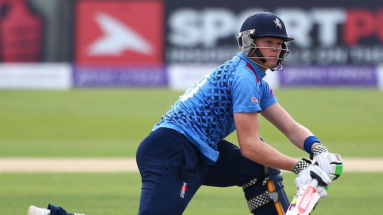 Sam Billings of Kent hits out during the Royal London One-Day Cup Quarter Final match between Kent Spitfires and Gloucestershire.