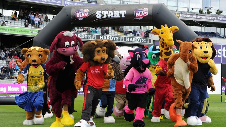 Mascots take part in the mascot race during Natwest T20 finals day at Edgbaston