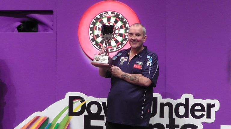 Phil Taylor wins the inaugural TABtouch Perth Darts Masters. Pic credit: PDC