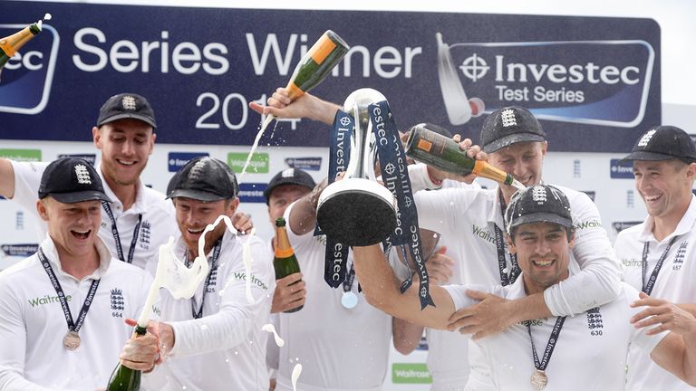 England celebrate victory in the series