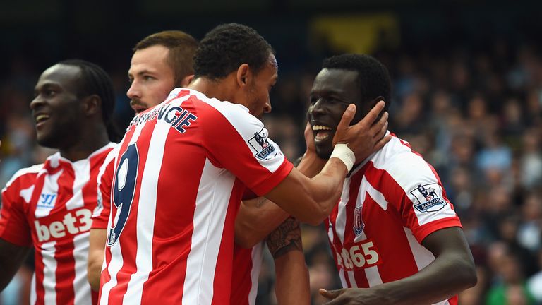 Mame Biram Diouf: Celebrates his goal for Stoke