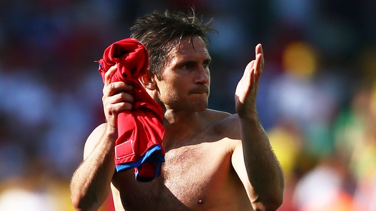 Frank Lampard of England acknowledges the fans after a 0-0 draw with Costa Rica at the 2014 World Cup finals - his 106th and final international
