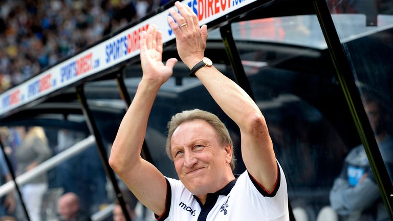 Crystal Palace manager Neil Warnock applauds the fans before the Barclays Premier League match at St James' Park, Newcastle. PRESS ASSOCIATION Photo. Pictu