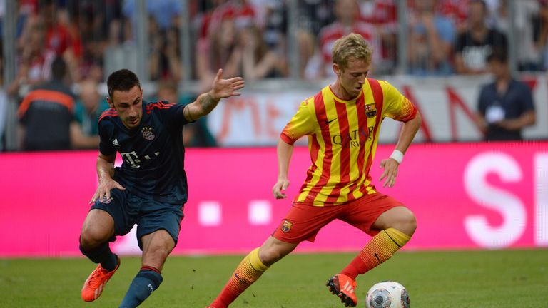 during the Uli Hoeness Cup match between FC Bayern Muenchen and FC Barcelona at Allianz Arena on July 24, 2013 in Munich, Germany.