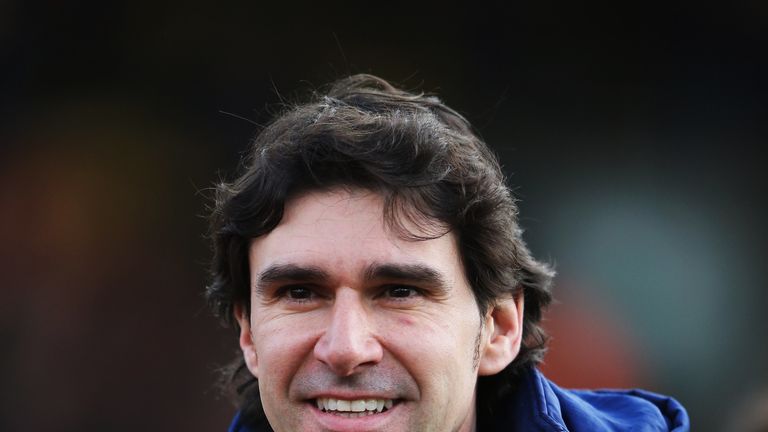 WATFORD, ENGLAND - FEBRUARY 15:  Aitor Karanka the manager of Middlesbrough looks on before the Sky Bet Championship match between Watford and Middlesbroug