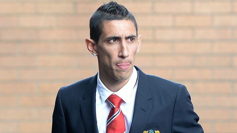 Manchester United's new signing Angel Di Maria arrives ahead of the Barclays Premier League match at Turf Moor, Burnley.