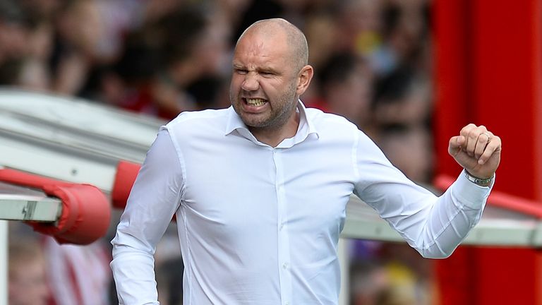 Bob Peeters Manager Of Charlton Athletic shows his frustration during the Sky Bet Championship match at Brentford