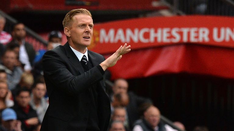 Swansea City manager Garry Monk gestures during the Premier League match between Manchester United and Swansea City at Old Trafford