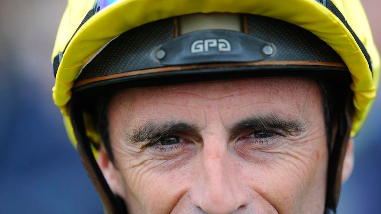 NEWBURY, ENGLAND - AUGUST 17: Gerald Mosse poses at Newbury racecourse on August 17, 2013 in Newbury, England.
