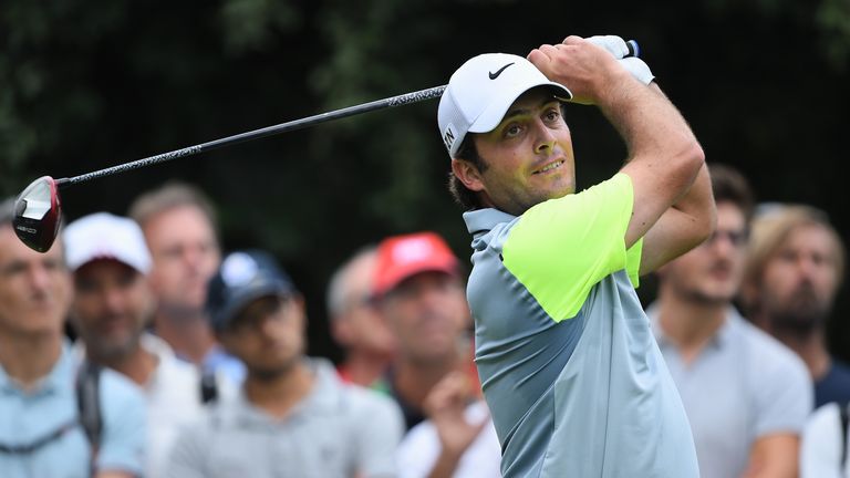 Francesco Molinari plays a shot during the first round of the Italian Open at Circolo Golf Torino