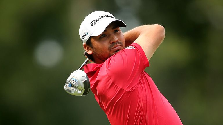 Jason Day of Australia plays his shot from the seventh tee during the third round of The Barclays at The Ridgewood Country Club