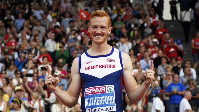 Greg Rutherford celebrates after winning the Men's Long Jump final during the European Athletics Championships
