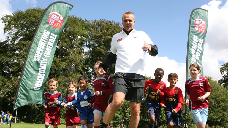 Didi Hamann joined kids at Burnage Metro F.C in Manchester to celebrate the work of FA Charter Standard clubs at a McDonald's & FA Community Football Day.