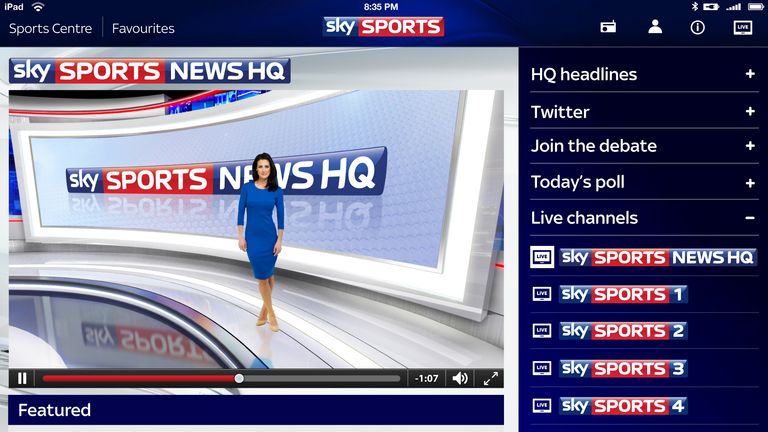 Sky Sports News HQ on iPad
