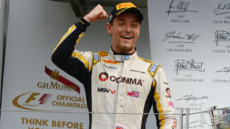 Jolyon Palmer celebrates another podium