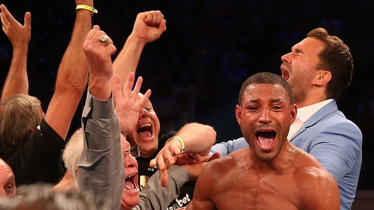 Kell Brook celebrates victory over Shawn Porter