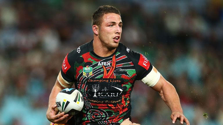 SYDNEY, AUSTRALIA - AUGUST 14: Sam Burgess of the Rabbitohs in action during the round 23 NRL match between the South Sydney Rabbitohs and the Brisbane Bro
