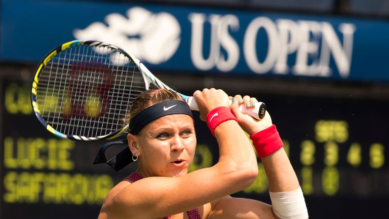 Lucie Safarova returns the ball during the 2013 US Open