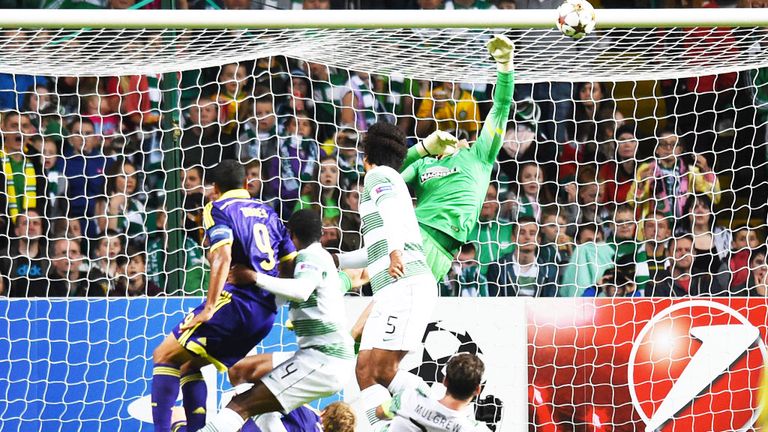 Marcos Tavares scores the only goal of the game as NK Maribor beat Celtic