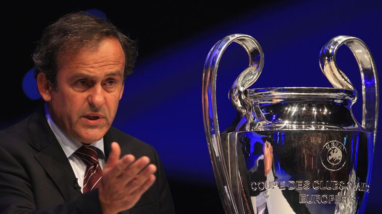 UEFA president Michel Platini with the Champions League trophy