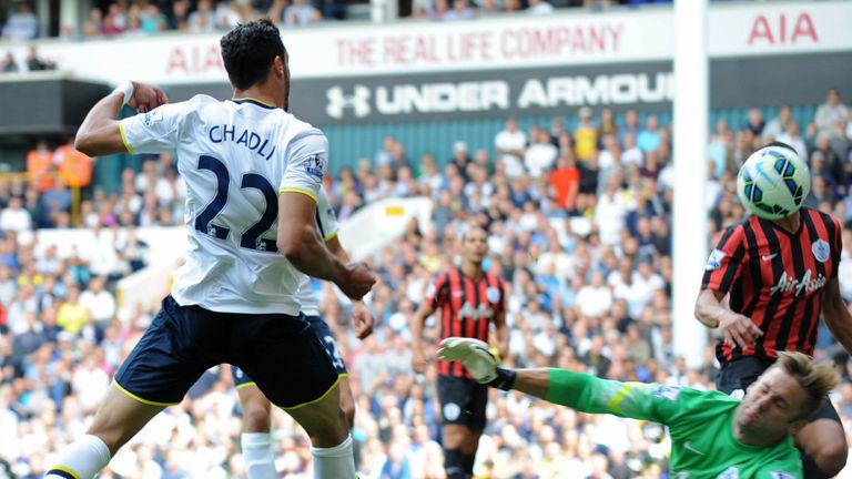 Tottenham midfielder Nacer Chadli opening the scoring with a deft chip.