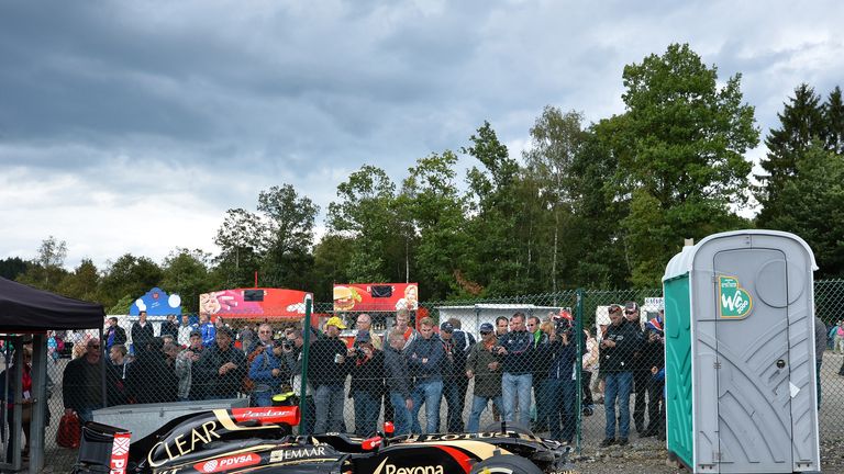 The Lotus of Pastor Maldonado takes a toilet break in Belgium