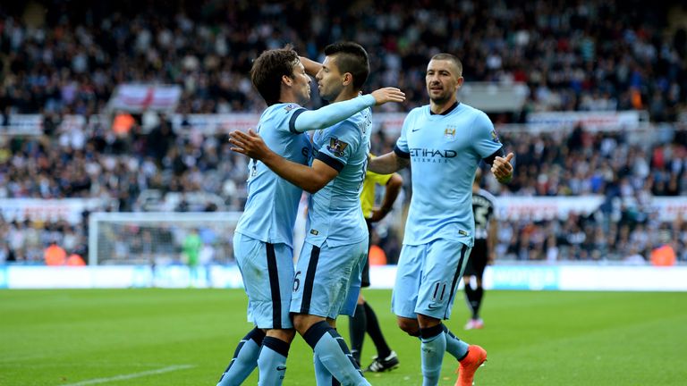 Sergio Aguero goal celeb, Newcastle United v Manchester City, Premier League