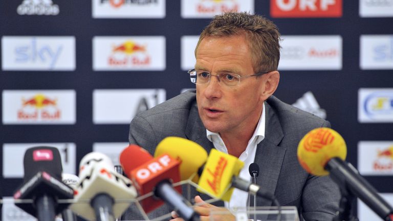 Red Bull Salzburg's newly appointed sport director Ralf Rangnick speaks during a press conference in Salzburg on June 25, 2012.