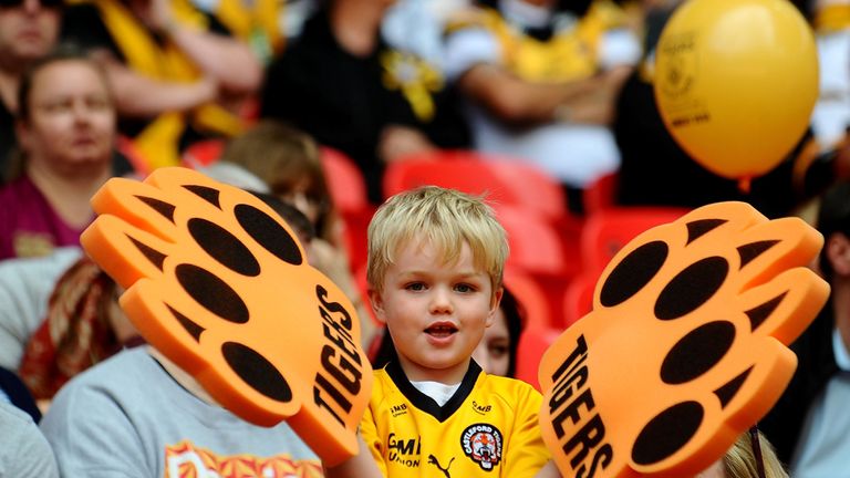 Castleford Tigers fans during the Tetley's Challenge Cup Final at Wembley Stadium, London. PRESS ASSOCIATION Photo. Picture date: Saturday August 23, 2014.