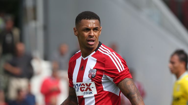 BRENTFORD, ENGLAND - AUGUST 02:  Andre Grey of Brentford in action during the Pre Season Friendly match between Brentford and Crystal Palace at Griffin Par