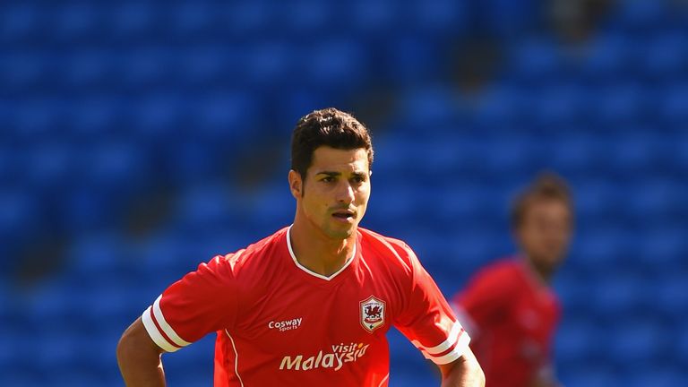 Javi Guerra of Cardiff in action during the friendly match between Cardiff City and VFL Wolfsburg at Cardiff City 