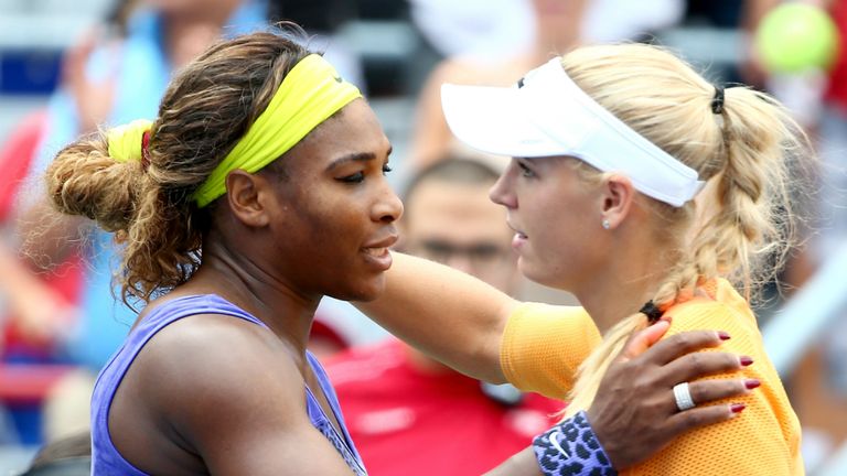 Serena Williams fought back to beat Caroline Wozniacki in Montreal on Friday