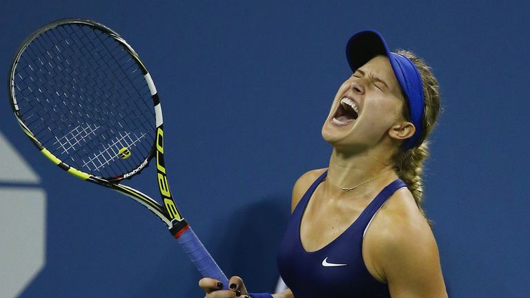 Eugenie Bouchard of Canada celebrates match point against Barbora Zahiavova Strycove of the Czech Republic on Day Six of the 2014 US Open.