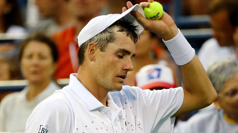 NEW YORK, NY - AUGUST 30:  John Isner of the United States reacts against Philipp Kohlschreiber of Germany during men's singles third round match on Day Si