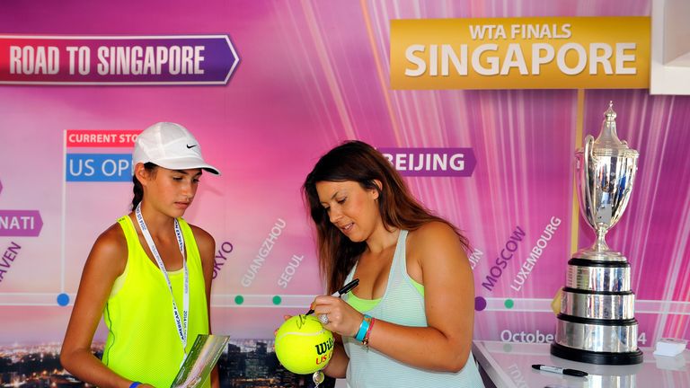 Former Wimbledon champion Marion Bartoli was in New York City on Wednesday to sign autographs