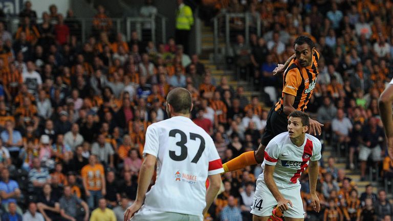 Hull City's Ahmed Elmehamady scores his side's first goal during the UEFA Europa League Qualifying, Third Round, Second Leg at the KC Stadium, Hull.