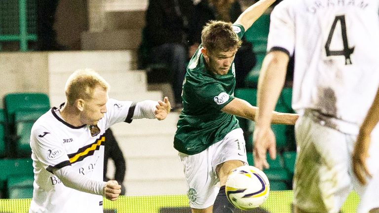 Sam Stanton scores the winning goal as Hibernian beat Dumbarton 3-2 at Easter Road