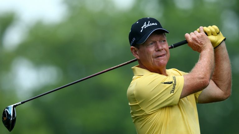 Slow start: Eight-time major champion Tom Watson, 64, carded a bogey at the 14th and 16th as he slipped to two-over par