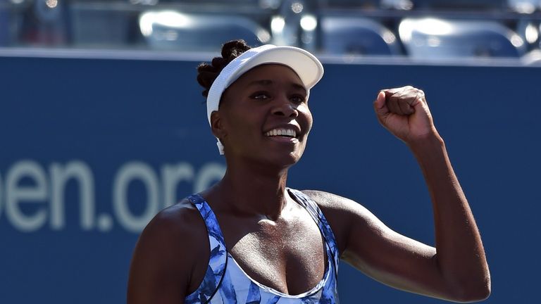 Venus Williams celebrates at the US Open