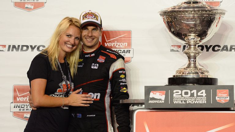 Wil Power with wife Elizabeth after clinching the IndyCar title on Saturday