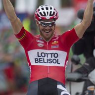 Adam Hansen launched his stage-winning attack 4.8km from the finish