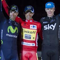 Alberto Contador was joined on the overall podium by Chris Froome and Alejandro Valverde