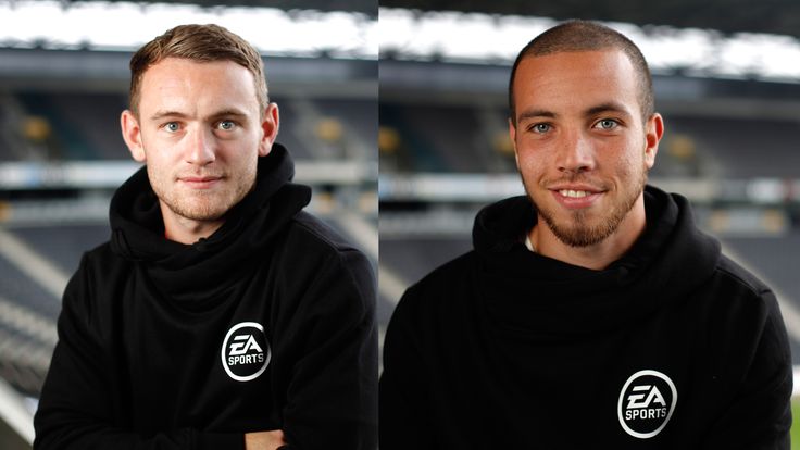 Lee Hodson and Samir Carruthers of MK Dons promote EA Sports' FIFA 15