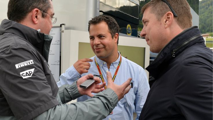 Eric Boullier chats to Sky F1's Ted Kravitz and David Croft