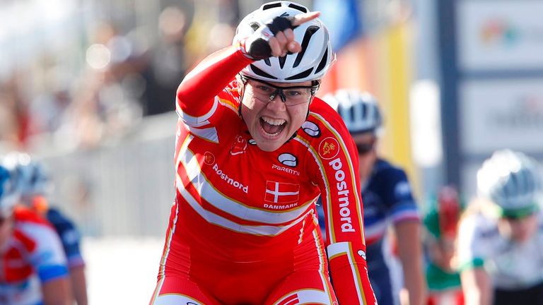 Amalie Dideriksen wins the junior women's road race at the 2014 UCI Road World Championships